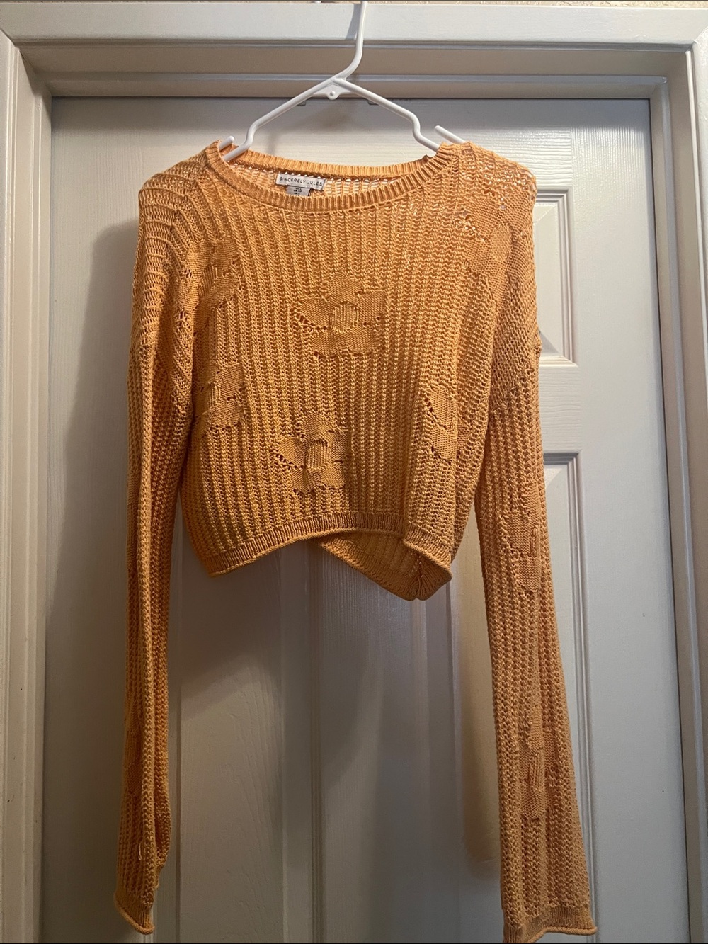 Cropped Knit Sweater in Light Orange